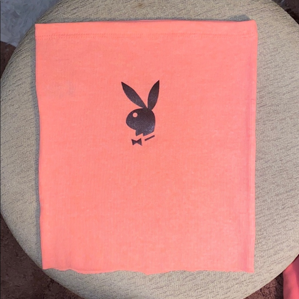 Neon pink playboy bunny tube top